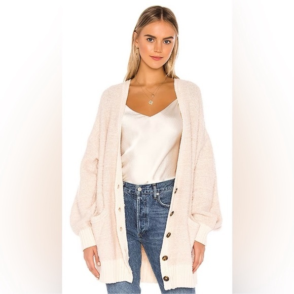 Free People Sweaters - Free People Snow Drop Cardigan SZ Med In Ivory Boho Oversized Comfy Lounge Wear